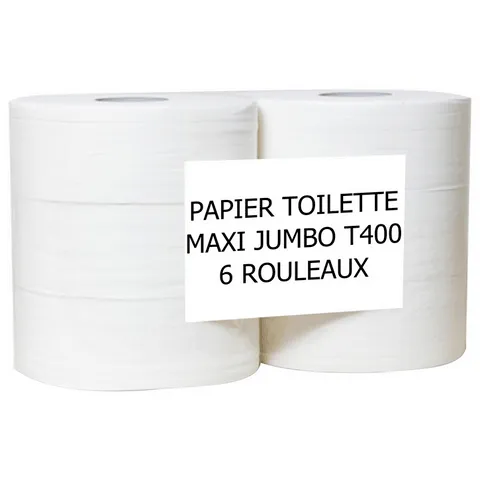 PAPIER WC ROULEAU COLLECTIVITE T400 MAXI JUMBO OUATE PURE (6)