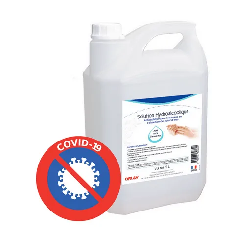 DESINFECTANT MAINS SOLUTION HYDROALCOOLIQUE ORLAV (5L)