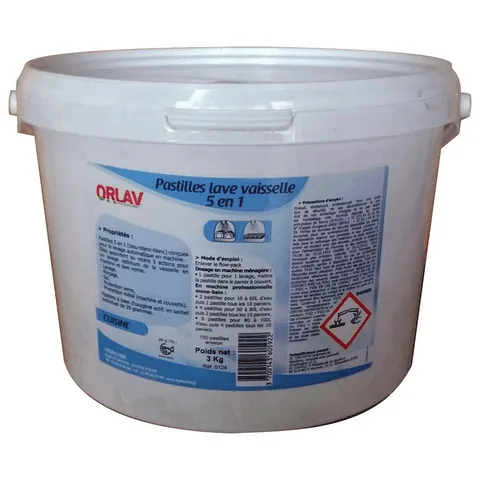 LAVE VAISSELLE : LAVAGE CYCLE LONG TABLETTE ORLAV 5EN1 (150P)