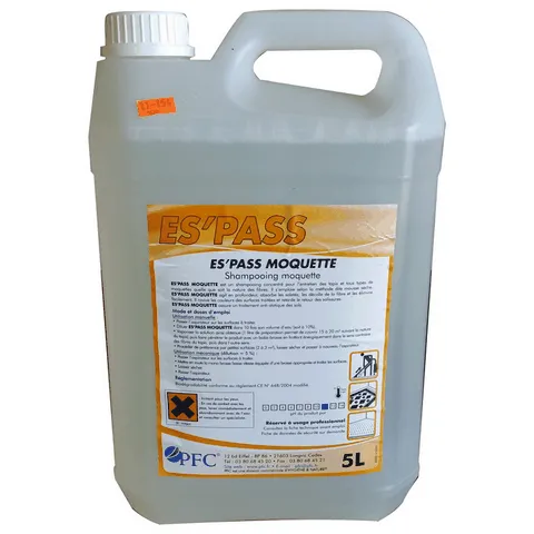 SHAMPOOING TAPIS-MOQUETTE LIQUIDE UTILISATION MANUELLE (5L)